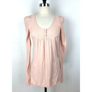 Lux Women Pink Knit Sweater Medium Long Sleeve Pullover Scoop Neck Preppy School